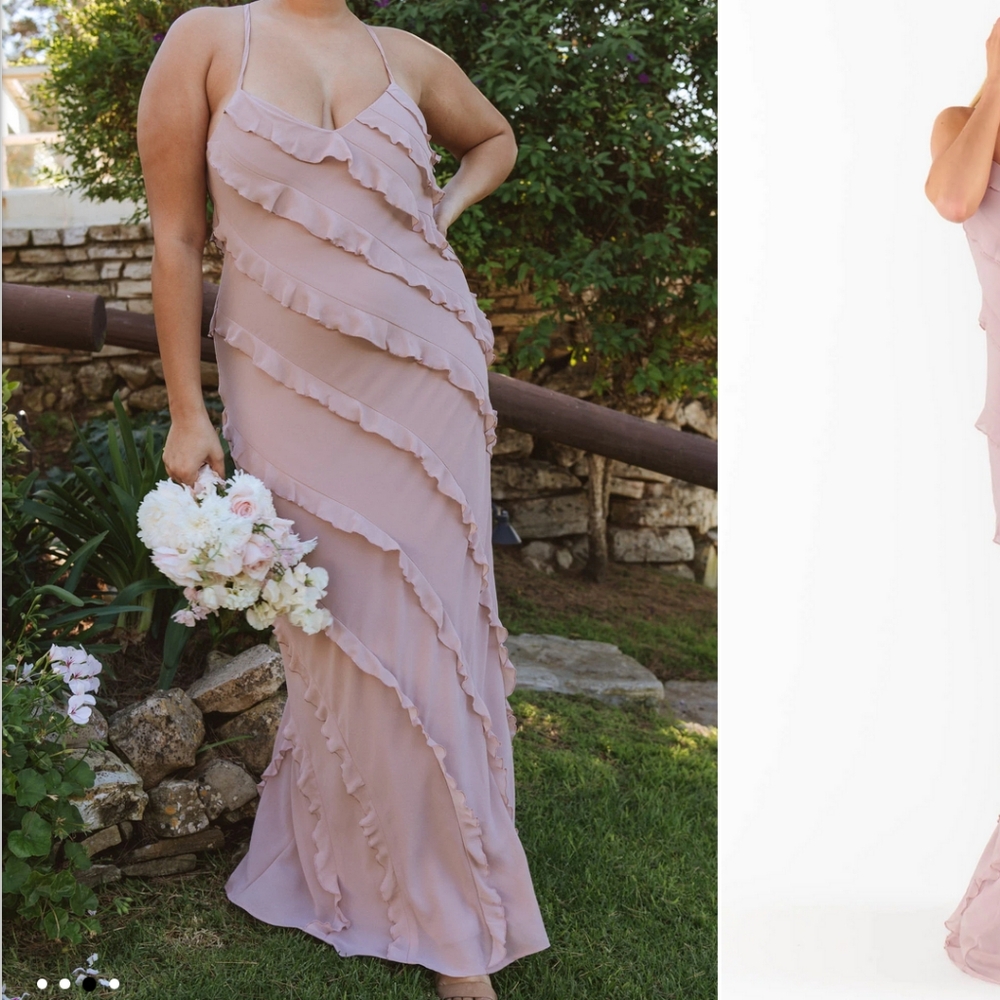 Show Me Your MuMu Blush Pink Ruffled Maxi Dress